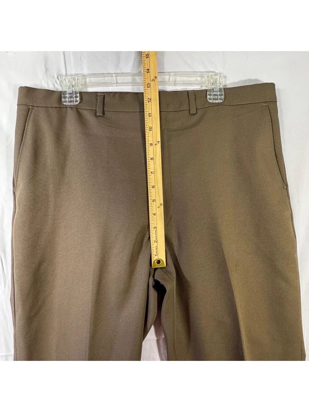 Perma-Prest Dress Pants Mens 38W 30L Khaki Brown Reg Fit Work Flexslax USA